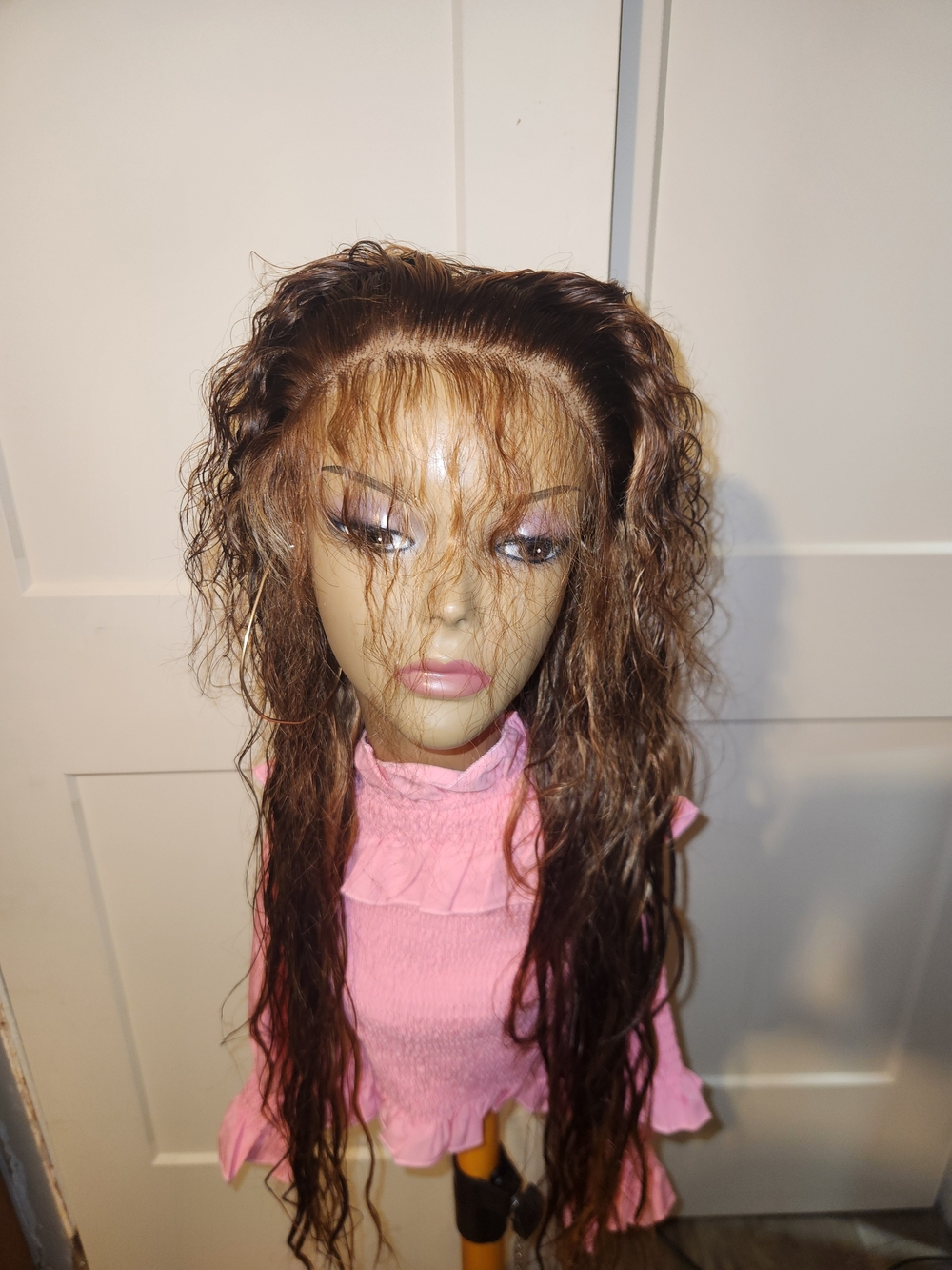 Brown Long Wavy Lace Front Wig with Baby Hair - Human Blend